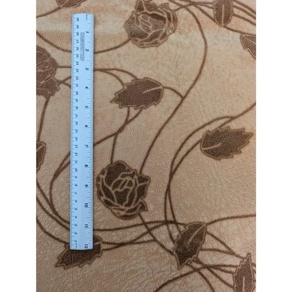 Burnt Orange Floral Flocked Scrim Backed Upholstery Fabric 42